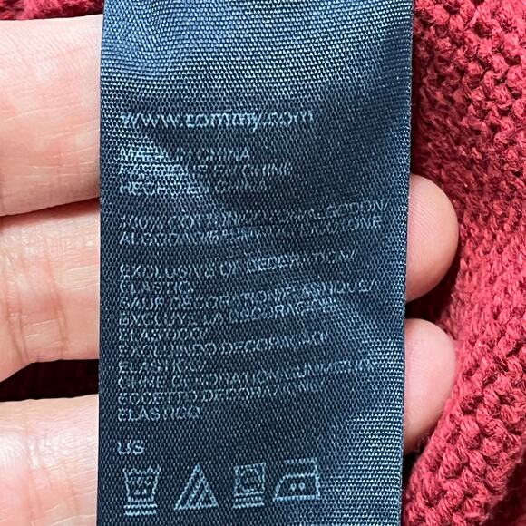 VTG TOMMY HILFIGER Crest Patch Collegiate Sweater in Red  Y2K  SZ XS - Picture 10 of 12